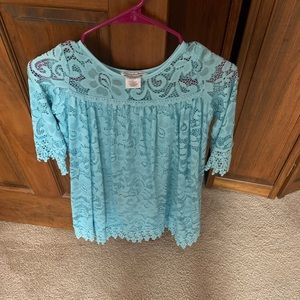 Girls size 7/8 chasing fireflies blue lace dress